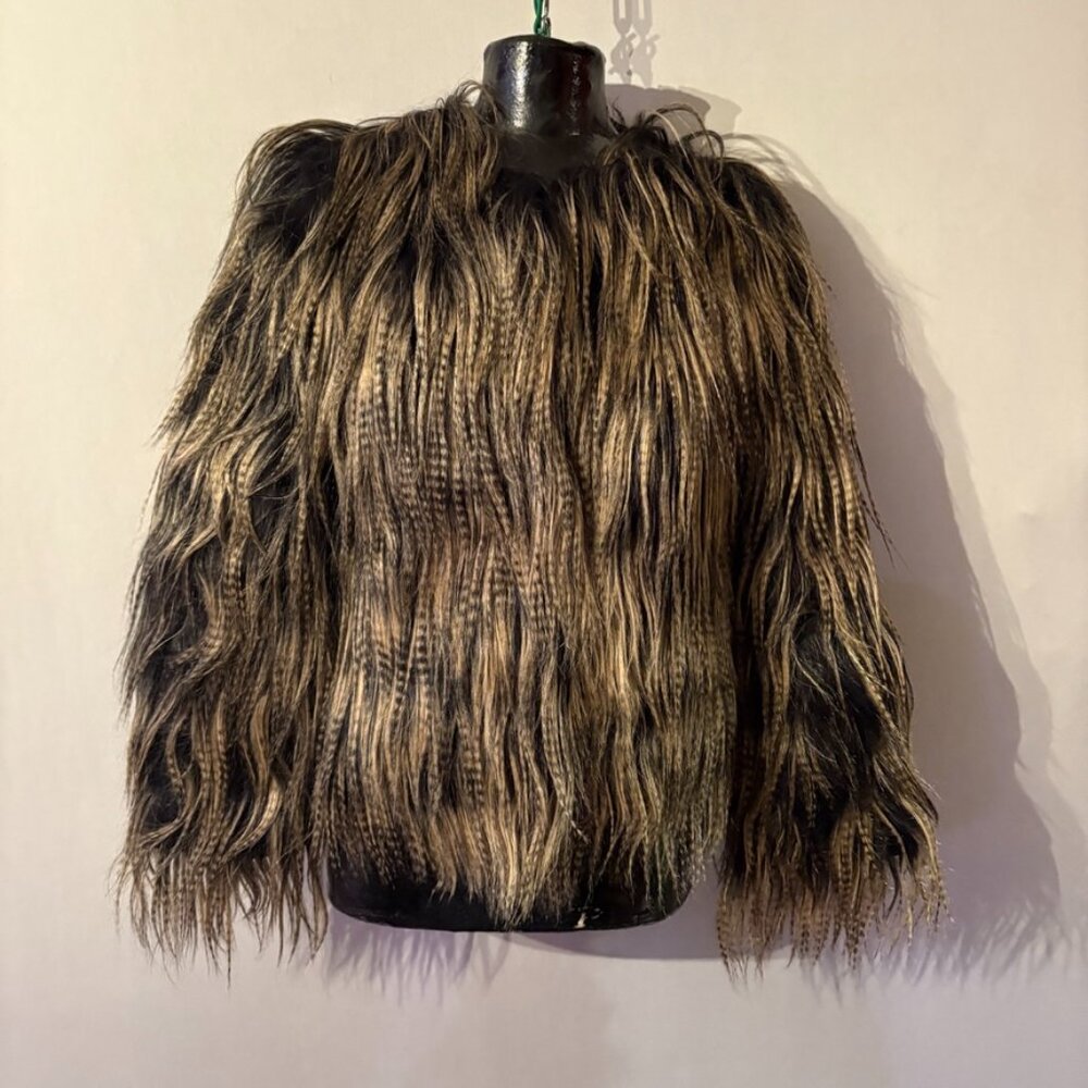 Real Fur Jacket mongolian lamb Genuine hip length  Medium